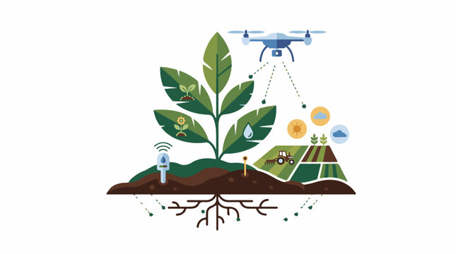 Drone Surveying Lush Green Plant Growth.