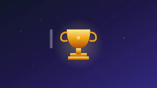 shining golden trophy icon with celebration sparkle effects