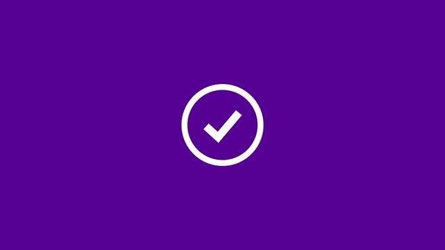 A glowing white new digital, tick mark icon on transparent background.Abstract checkmark icon,tick mark icon,approved,yes,confirming icon animation.