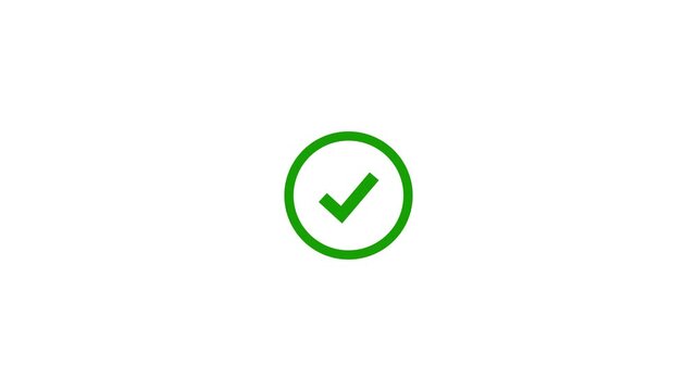 A glowing green new digital, tick mark icon on transparent background.Abstract checkmark icon,tick mark icon,approved,yes,confirming icon animation.