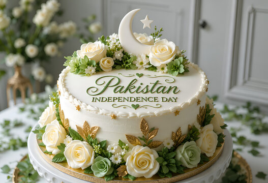 Pakistan Anniversary cake with flowers