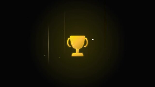 shining trophy icon on gold particle celebration background