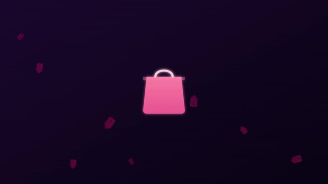 shopping bag retail icon with bouncing sale tags