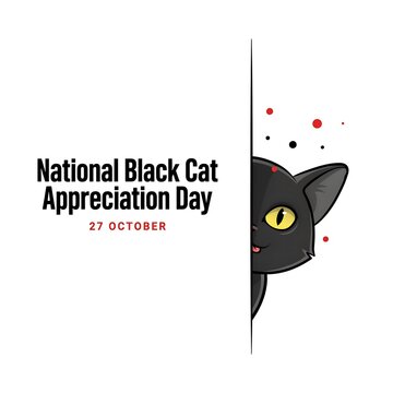 National black cat appreciation day greeting card design with appreciation greeting illustration mysterious