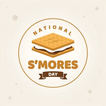 National s'mores day celebration badge with graham cracker treat marshmallow chocolate celebration delicious