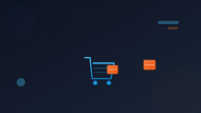 Shopping Cart Ecommerce Icon with Sliding Product Boxes