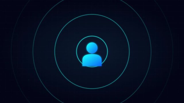 simple user profile icon with circular sonar waves