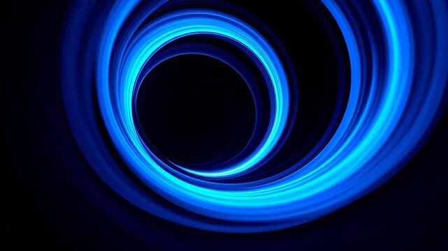 Blue neon spiral light pattern
