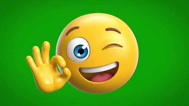 Animated Winking Emoji Waving Hand