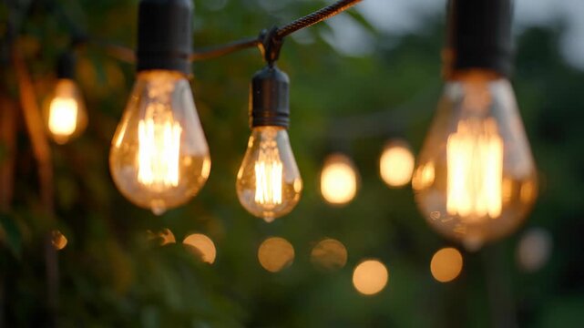 String Lights Outdoor Garden Evening Ambiance Warm Glow.