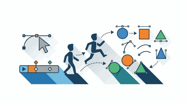 Figures evolve from basic shapes and progress through digital manipulation