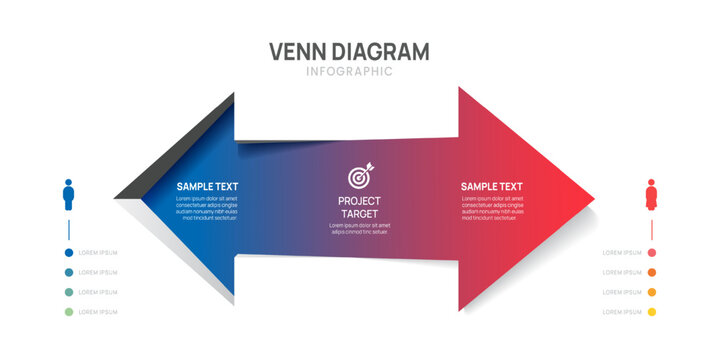 Opposing Arrows Diagram Infographic Template for Business Strategy presentation, vector illustration.