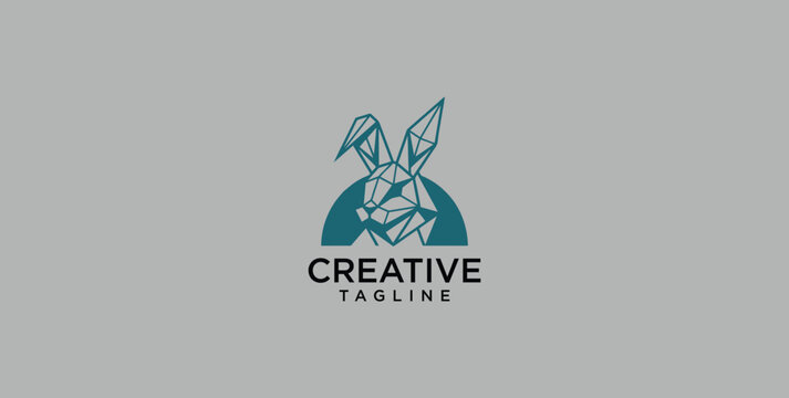 Modern geometric rabbit head logo design with polygonal lines, representing speed, intelligence, and a creative brand identity for innovative businesses