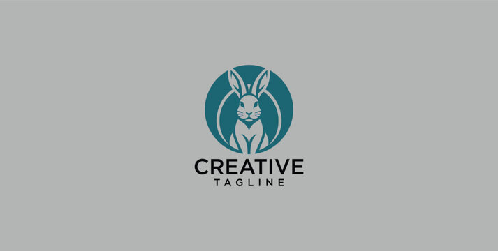Modern minimalist rabbit logo for creative branding, symbolizing speed and ingenuity within a sleek circular design