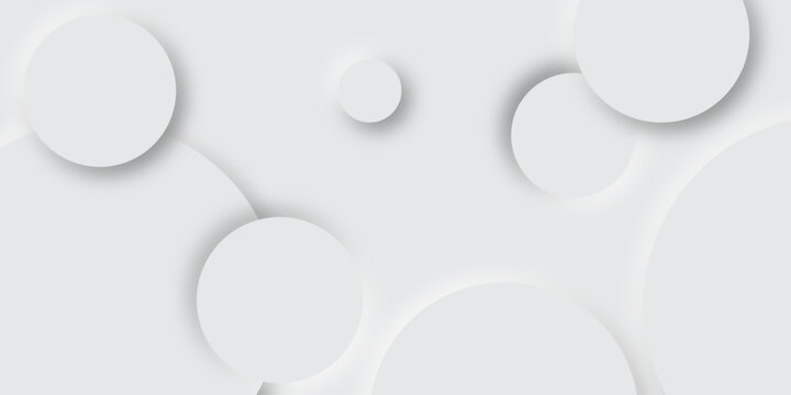 White and grey abstract modern circle background. abstract white circle shape with digital hi tech concept background technology. elegant minimal style Paper circle business banner with drop shadows.