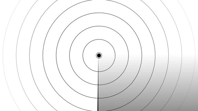 Abstract concentric circles with a central dot and a sweeping radar line on a gradient background Keywords: abstract, background, circle, concentric, radar, sonar, scan, detection, technology