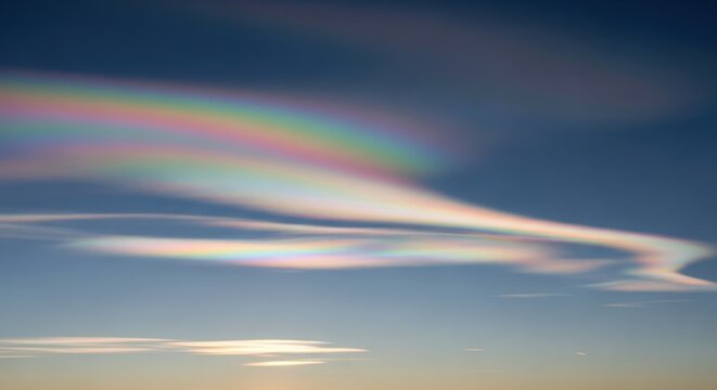 Iridescent Nacreous Clouds Glowing in the Sky