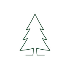 Obraz premium a highly minimalist stylized christmas tree icon rendered in a continuous muted forest green line art, isolated on a transparent background, digital scandinavian graphic design aesthetic. concept for