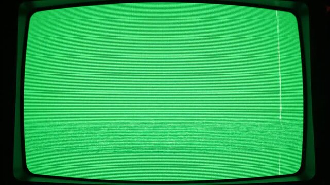 old television static green screen with concentric circles pattern, retro technology, no signal, analog interference