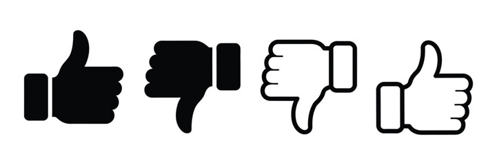 Thumb up and thumb down icon. like, dislike symbol. Vector illustration ©   