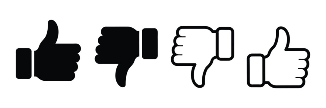 Thumb up and thumb down icon. like, dislike symbol. Vector illustration