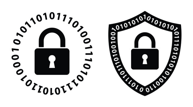 Minimalist Cybersecurity Padlock Shield Icon Set