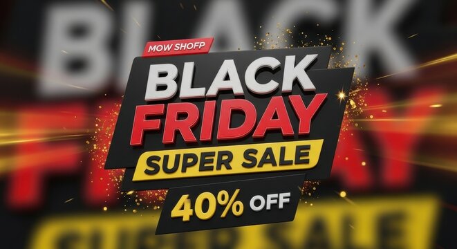 Black Friday Super Sale Banner with 40 Percent Off.