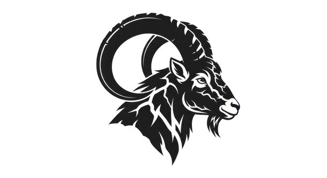 Black and white ram head logo design.