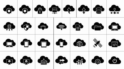 Cloud computing and network technology icon set for data storage and services © ArtGrid