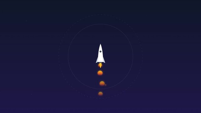sleek rocket launch icon with ascending fire particle burst