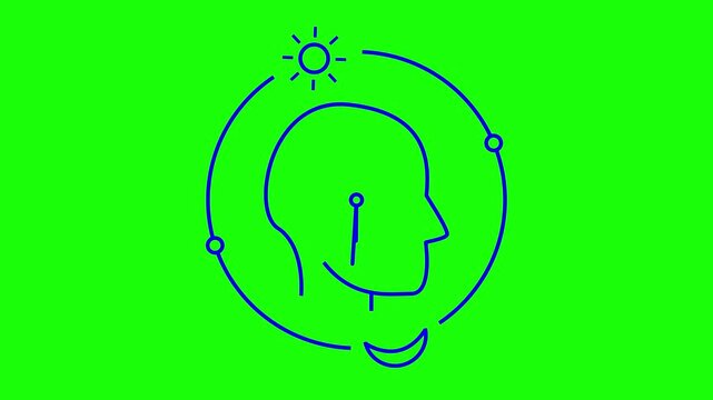 Circadian Rhythm Loop Animation - Human Biological Clock Concept with Sun and Moon