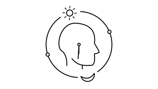Circadian Rhythm Loop Animation - Human Biological Clock Concept with Sun and Moon