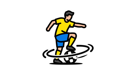 Fototapeta premium Soccer player dribbling ball with speed circles.