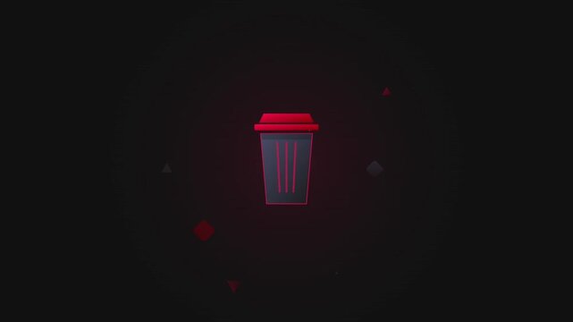 Sleek Trash Can Delete Icon With Red And Grey Motion