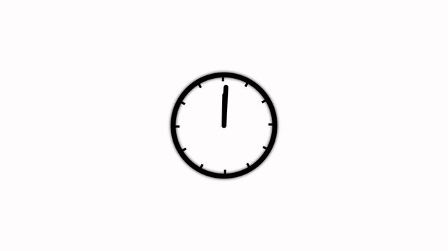 Clock spinning, watch animation on white background with alpha channel. Clock icon flat style. 12 hours clock dial time lapse animation. Analog clock spinning animation. with video animation.