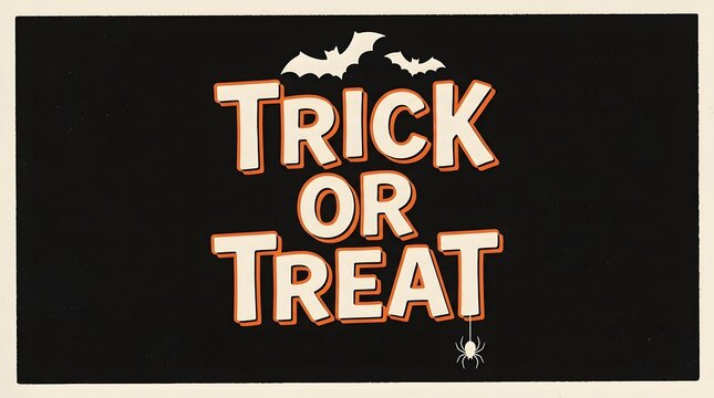 Halloween trick or treat sign with bats and spider