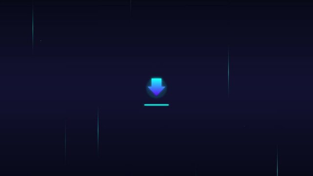 sliding download arrow icon with cyan linear glow