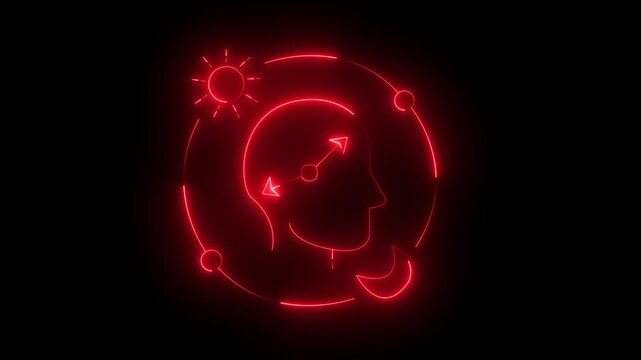 Glowing Neon Circadian Rhythm Loop Animation - Color Changing Biological Clock Concept
