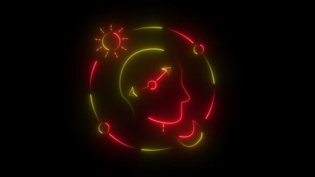 Dual Color Neon Circadian Rhythm Loop Animation - Color Changing Biological Clock