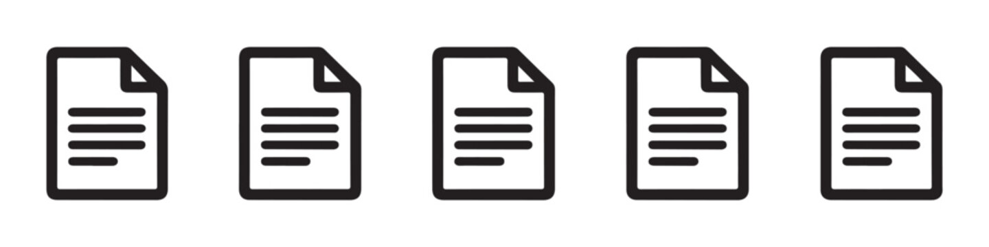 Document line icon set vector black for web. set of outline file document sign illustration with lines.