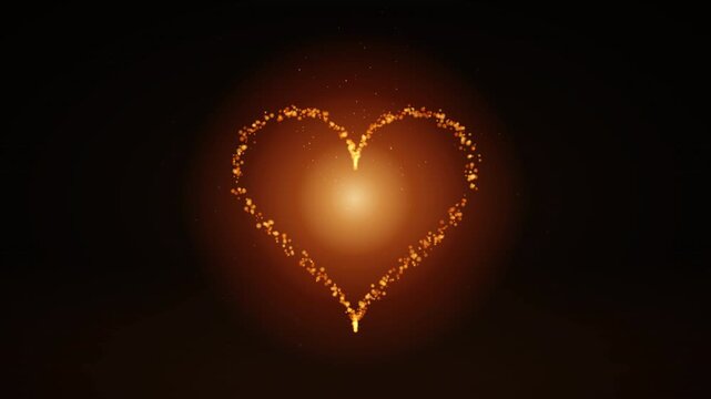 Dark Particle Heart Illuminating with Fiery Ember Core
