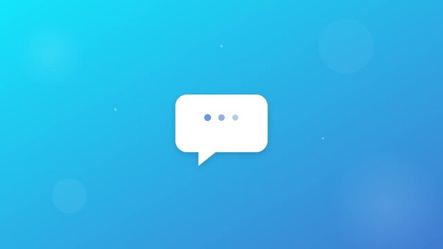 social chat bubble icon on sky blue floating message dots