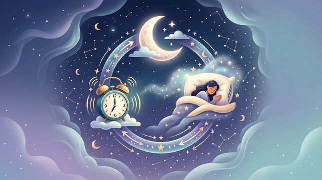Sleep Hygiene and Circadian Rhythm Conceptual Illustration Series for Better Sleep Quality