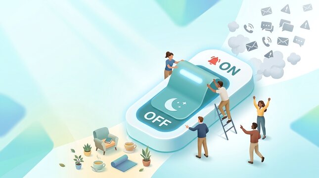 Workplace Ergonomics Stretching and Digital Detox Conceptual Illustration Series
