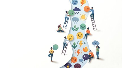 Fototapeta premium Paper Cut Out Mood Tracking and Emotional Regulation Conceptual Series