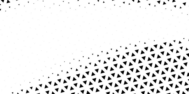 Abstract black and white triangle halftone pattern background. Modern monochrome geometric vector graphic template.