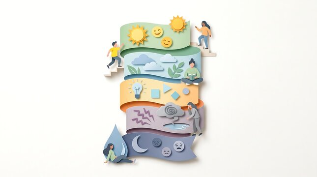 Paper Cut Out Mood Tracking and Emotional Regulation Conceptual Series