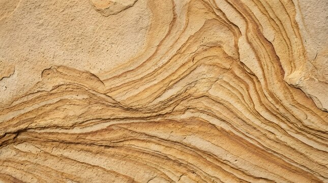 Abstract natural sandstone texture with wavy layered patterns in warm golden earth tones