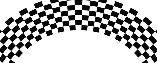 Fototapeta premium Ribbon with race flag or checkerboard pattern in diagonal arrangement. Chess game or rally sport car competition background. Slanted black and white checkered texture