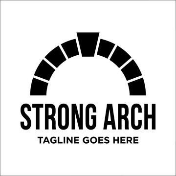 Minimalist stone arch structure keystone top center for strong arch construction engineering property architectural stability logo design